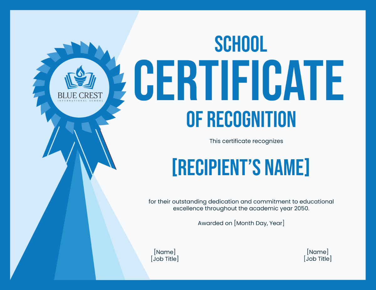 School Certificate of Recognition