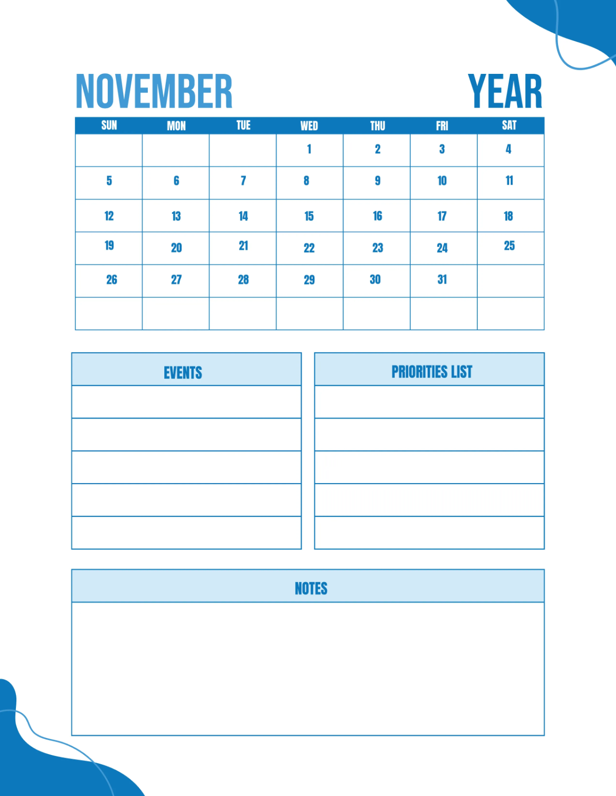 Free School Monthly Planner Template to Edit Online