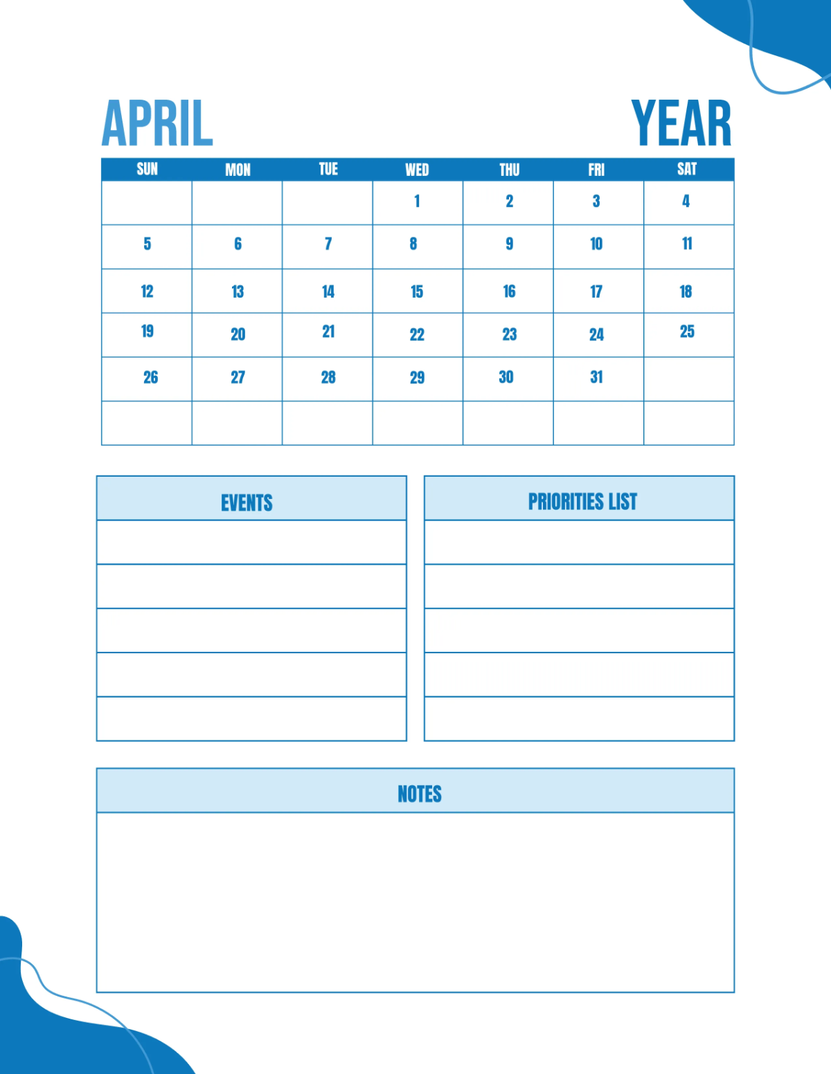 Free School Monthly Planner Template to Edit Online