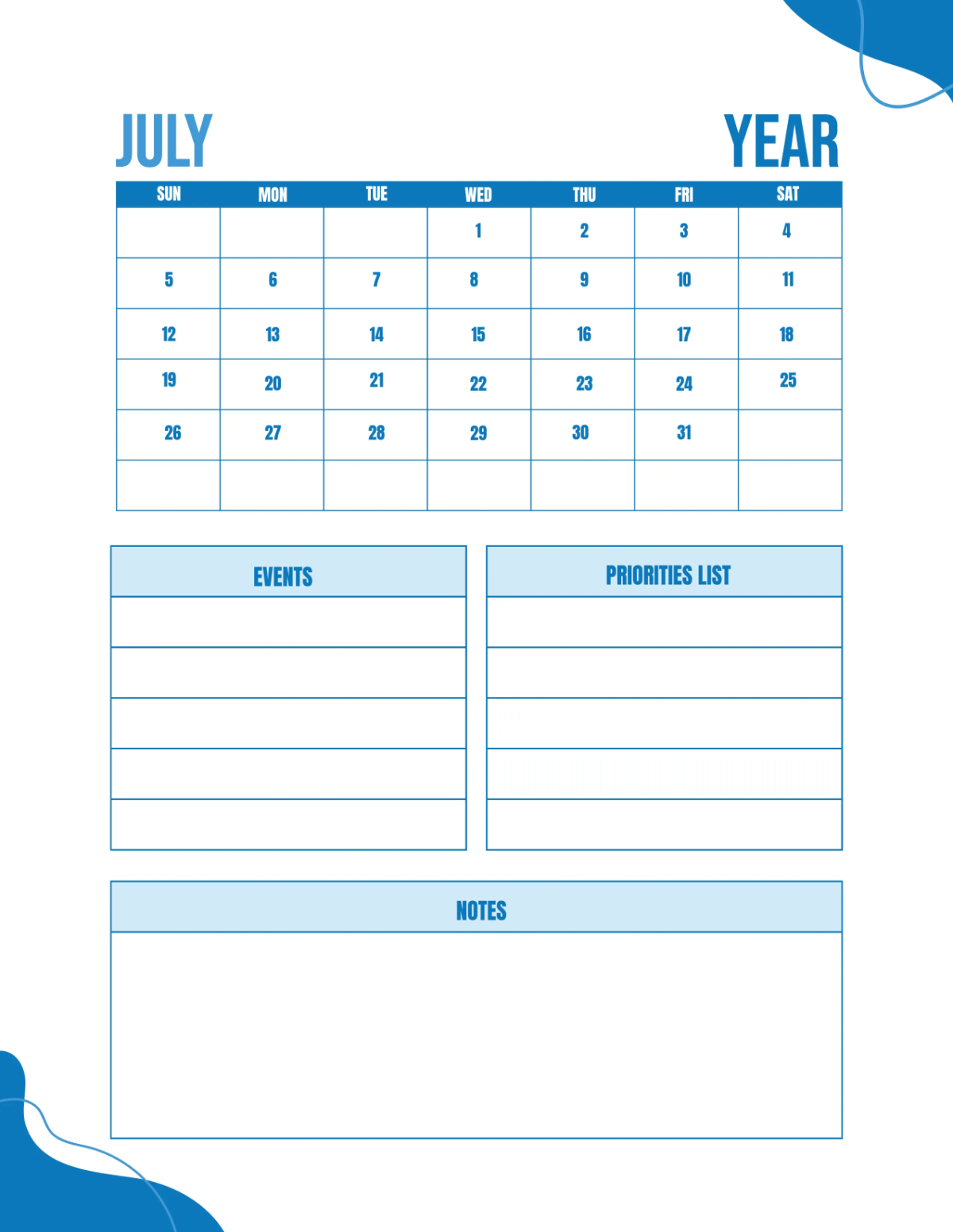 Free School Monthly Planner Template to Edit Online