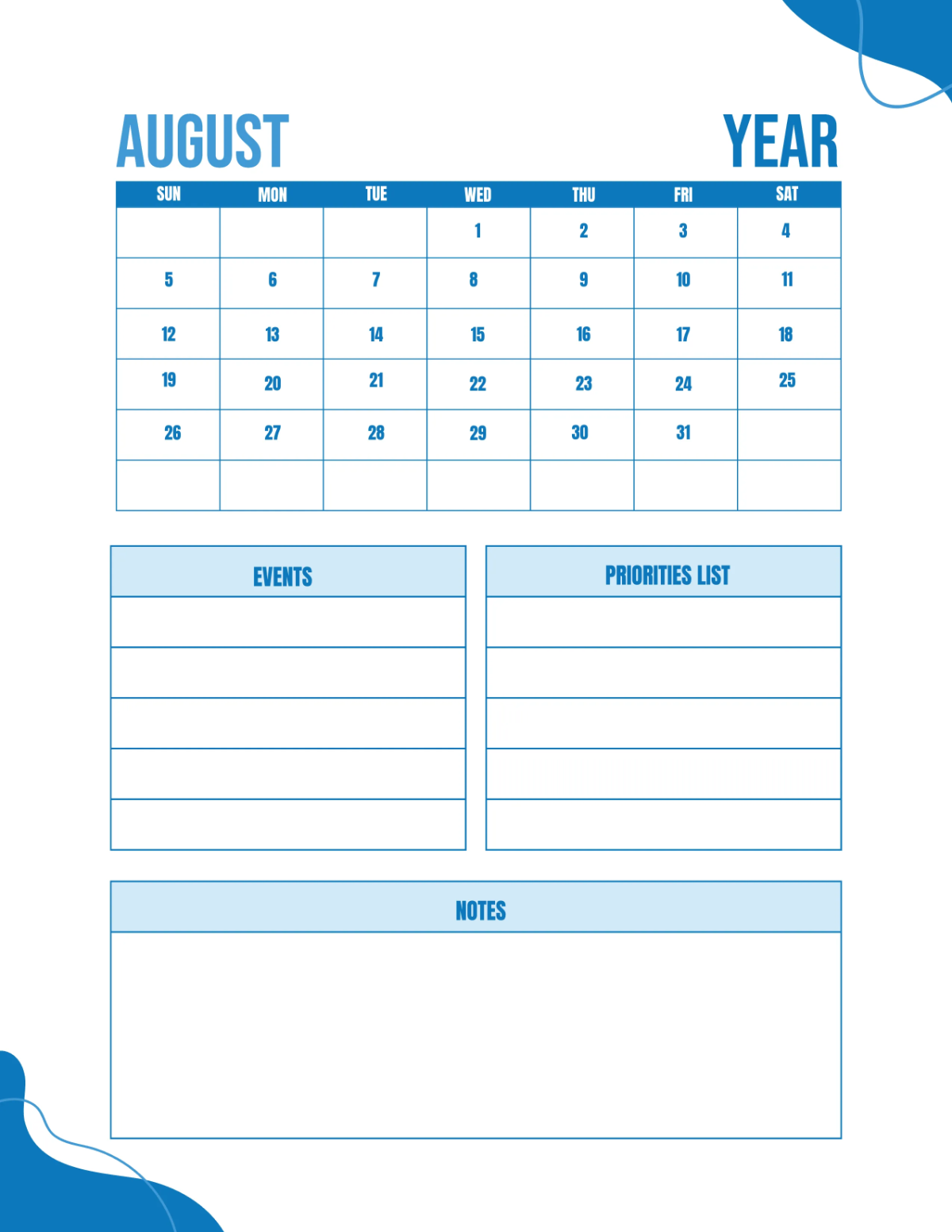 Free School Monthly Planner Template to Edit Online