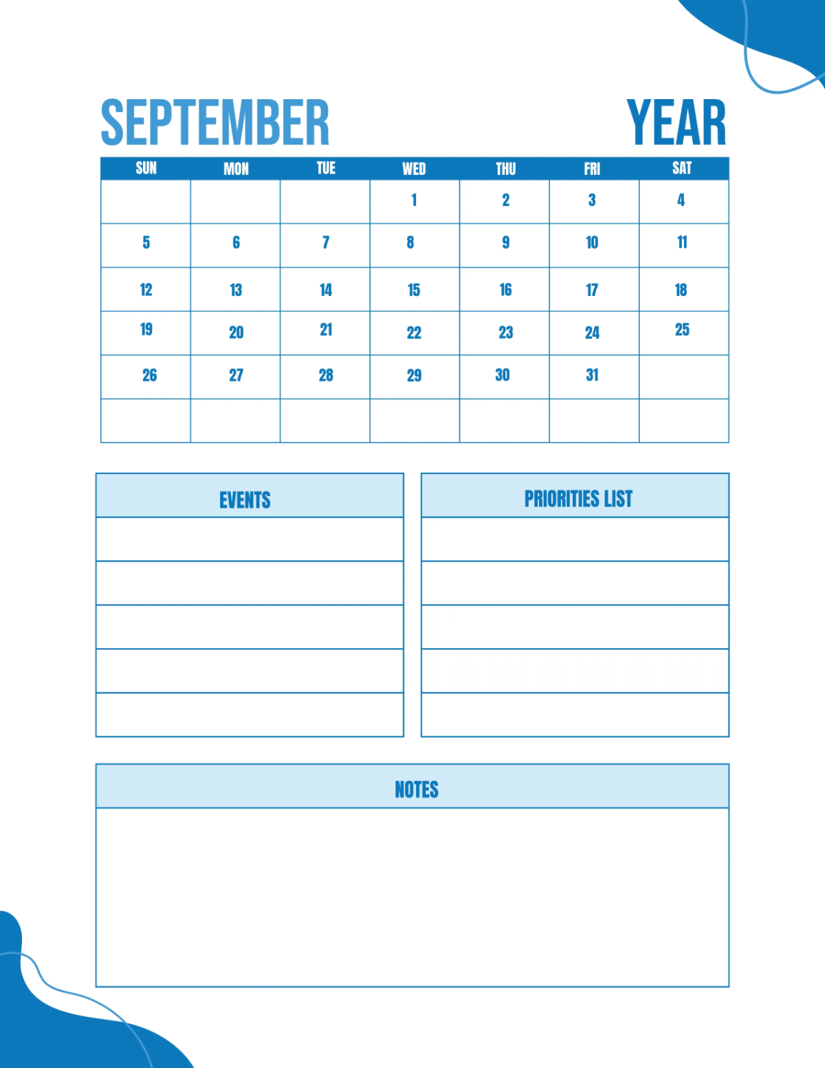 Free School Monthly Planner Template to Edit Online