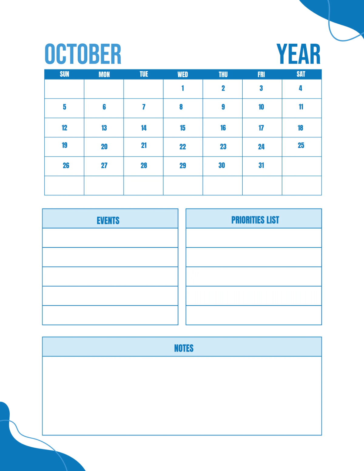 Free School Monthly Planner Template to Edit Online
