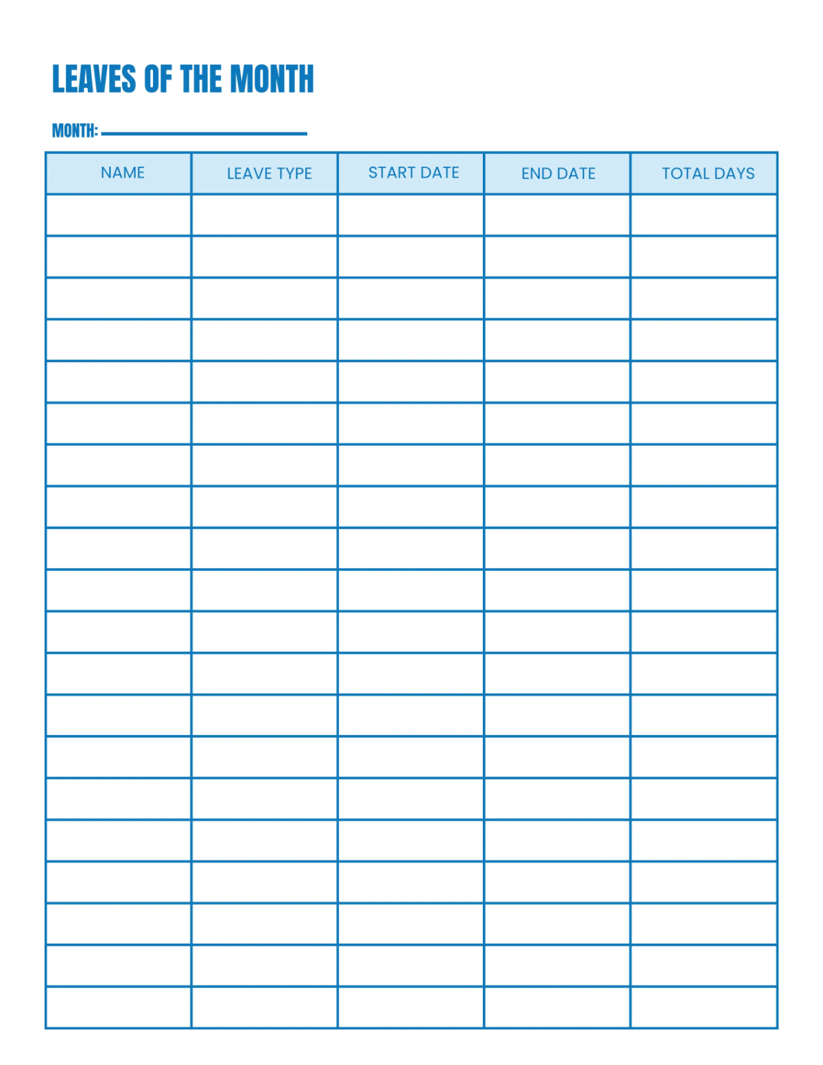 Free School Leave Planner Template to Edit Online