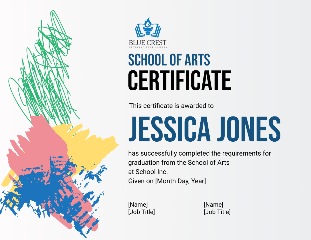 School of Arts Graduation Certificate