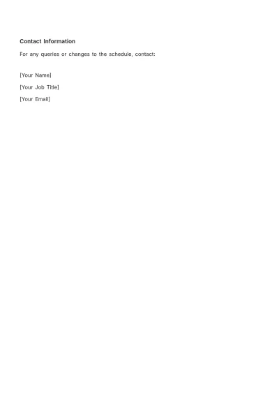 Free Bakery Weekly Cleaning Schedule Format Template to Edit Online