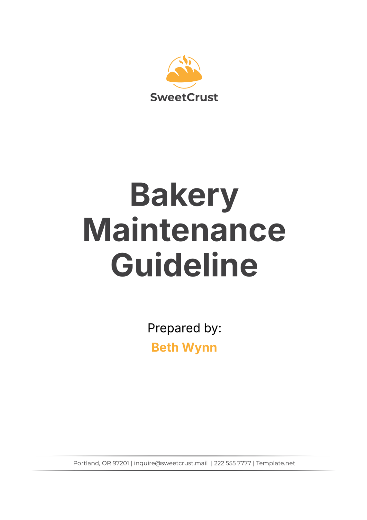 Bakery Maintenance Guideline Template - Edit Online & Download