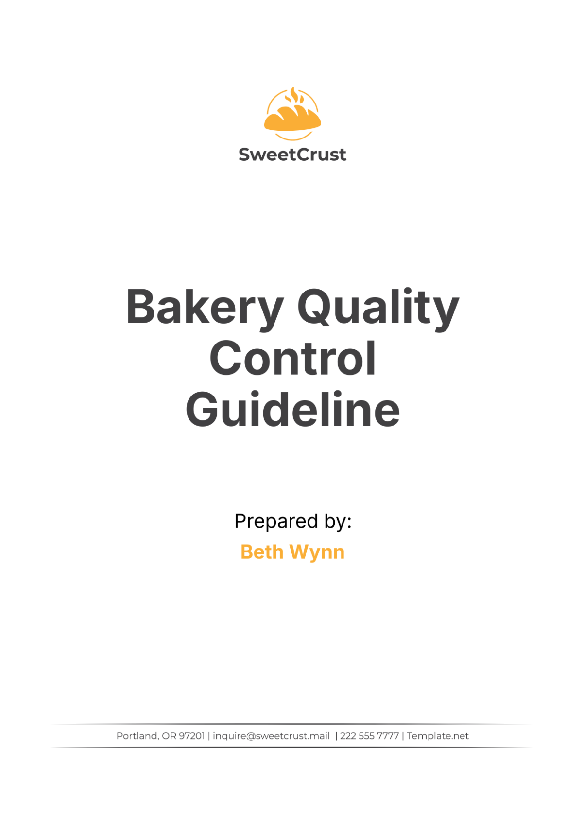 Bakery Quality Control Guideline Template - Edit Online & Download