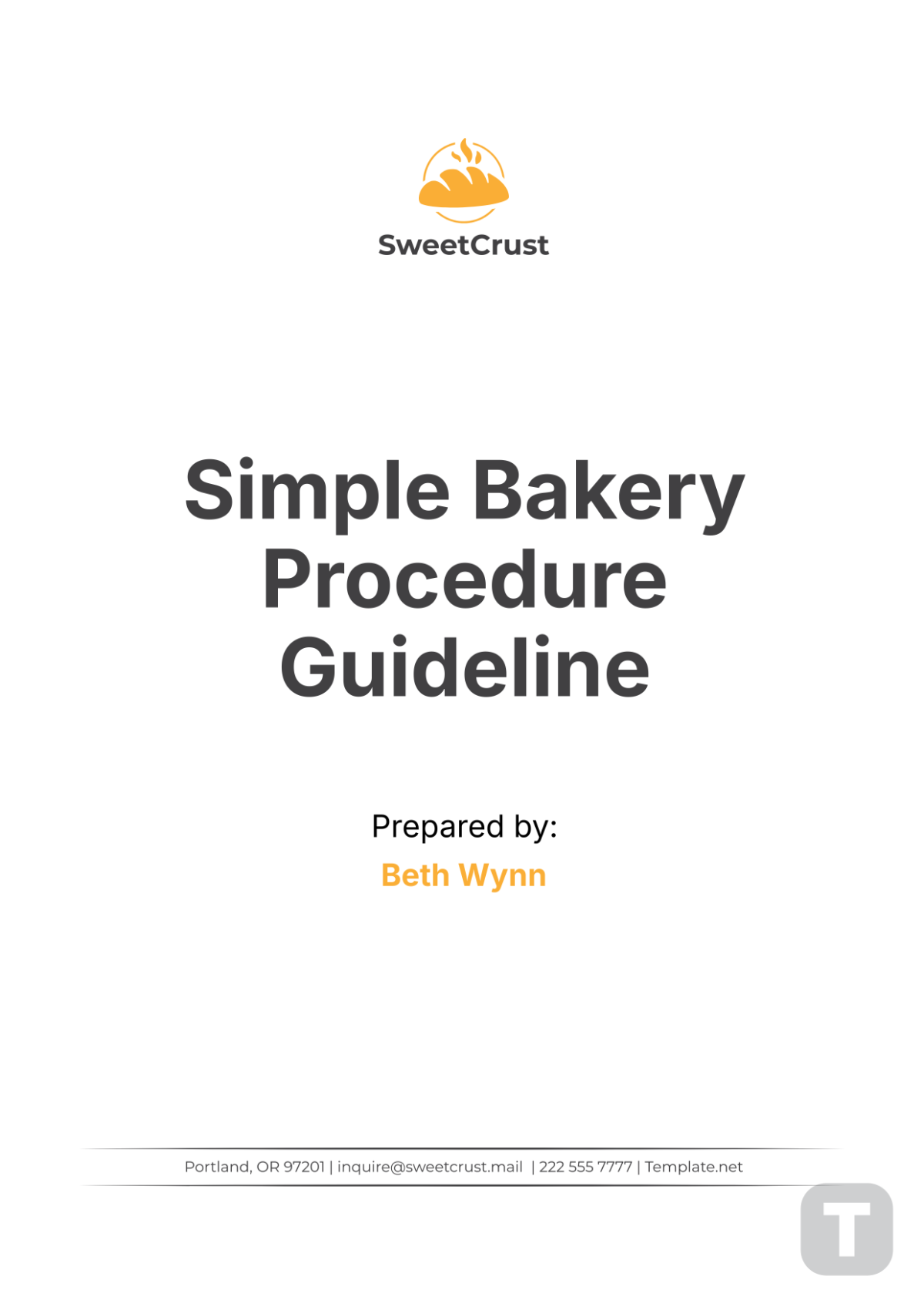 Simple Bakery Procedure Guideline Template - Edit Online & Download