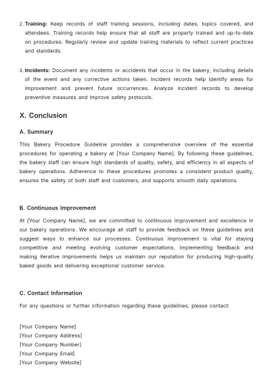 Free Simple Bakery Procedure Guideline Template to Edit Online