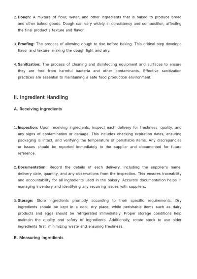 Free Simple Bakery Procedure Guideline Template to Edit Online