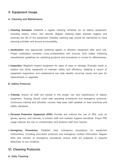 Free Simple Bakery Procedure Guideline Template to Edit Online