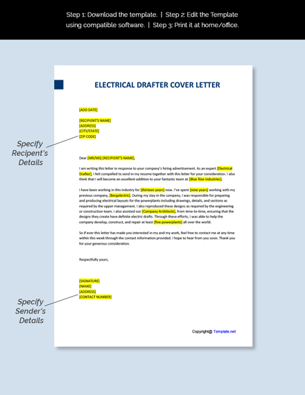 Free Electrical Drafter Cover Letter Template - Google Docs, Word ...