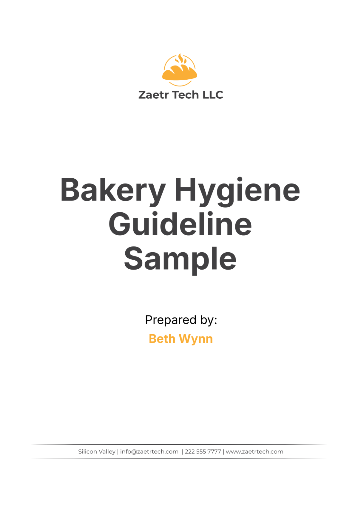 Bakery Hygiene Guideline Sample Template