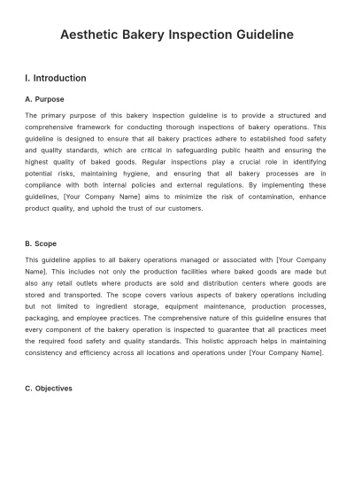 Free Aesthetic Bakery Inspection Guideline Template to Edit Online