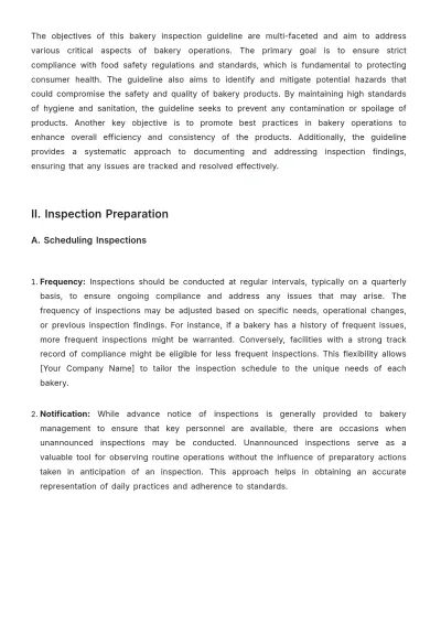 Free Aesthetic Bakery Inspection Guideline Template to Edit Online