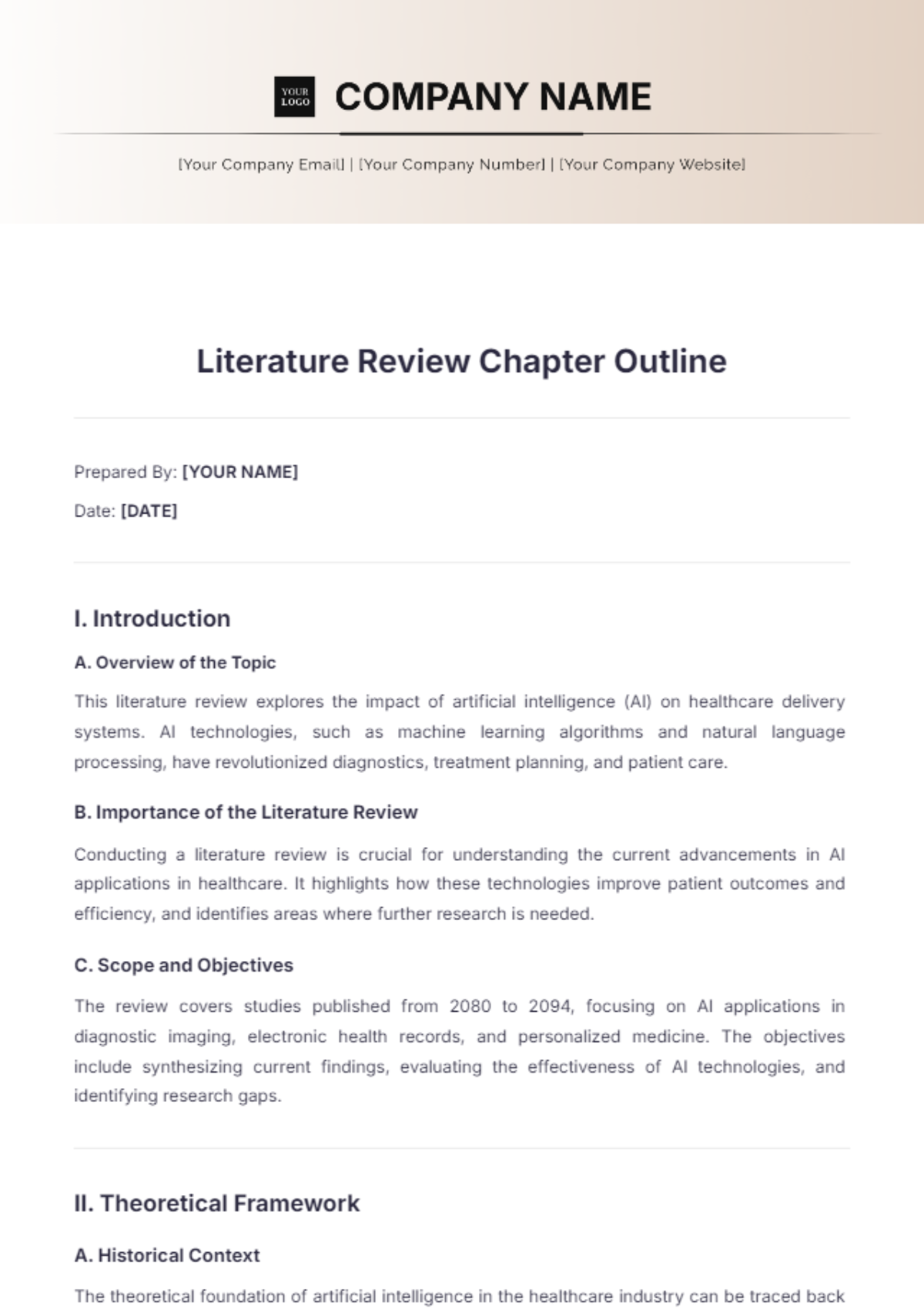 Literature Review Chapter Outline Template - Edit Online & Download