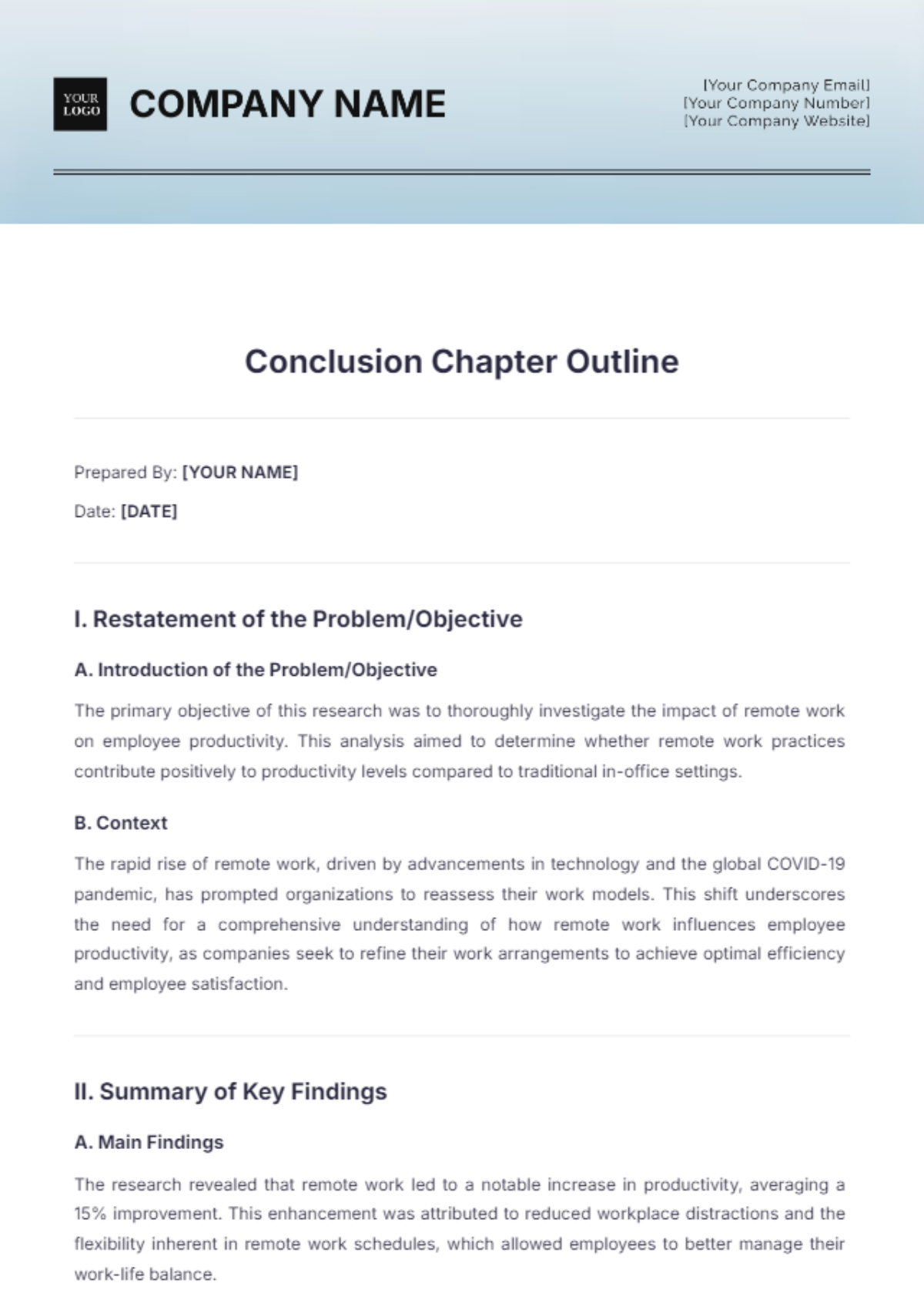 Conclusion Chapter Outline Template - Edit Online & Download