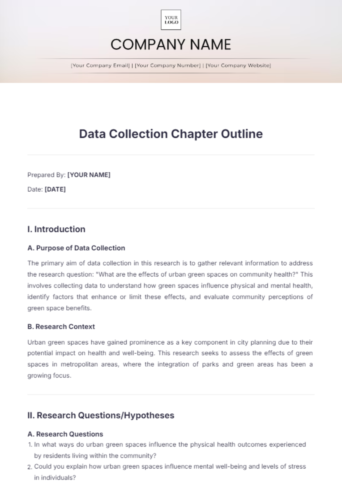 Data Collection Chapter  Outline Template - Edit Online & Download