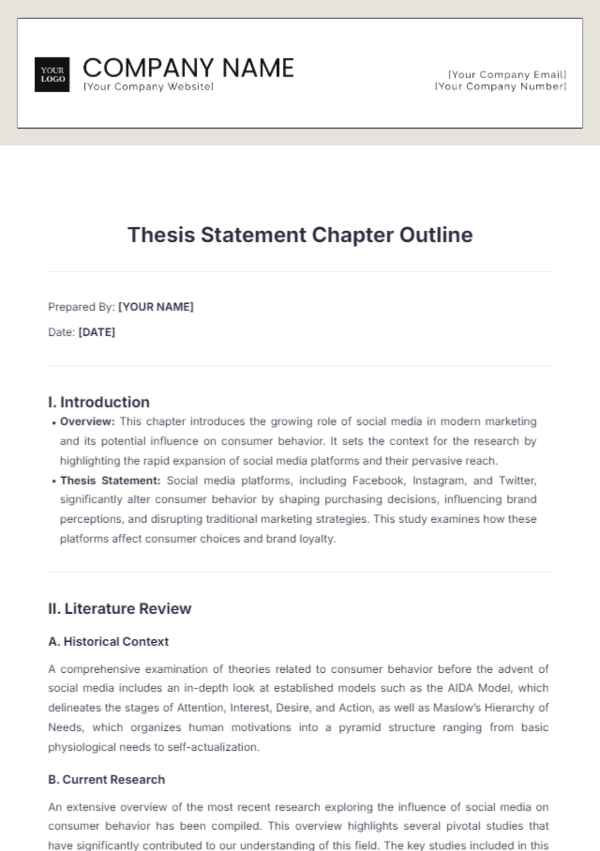 Thesis Statement Chapter Outline Template - Edit Online & Download