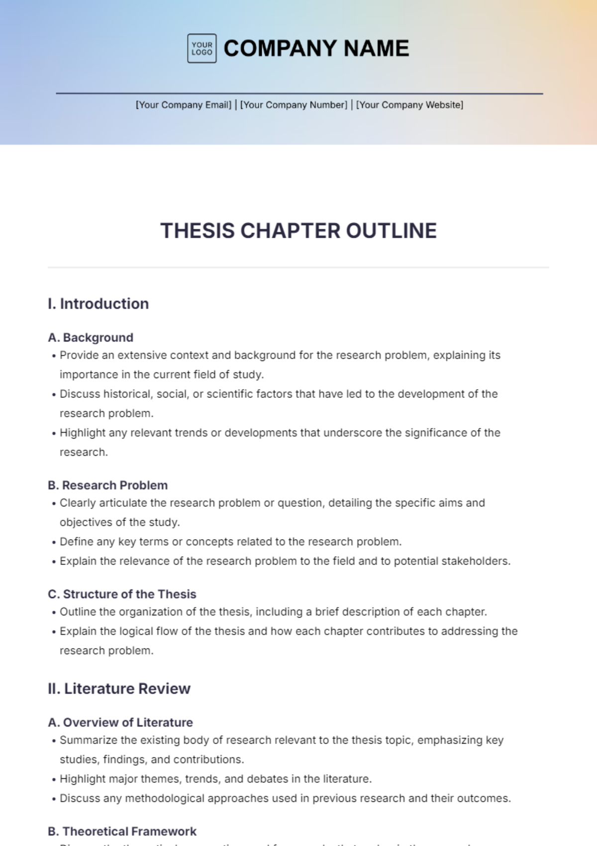 Thesis Chapter Outline Template - Edit Online & Download