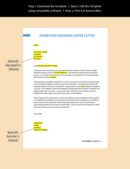 Exhibition Designer Cover Letter Template [Free PDF ...