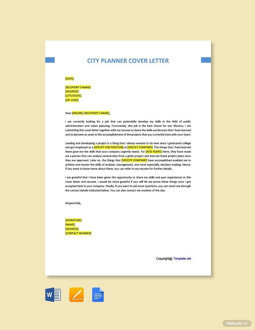 City Planner Cover Letter