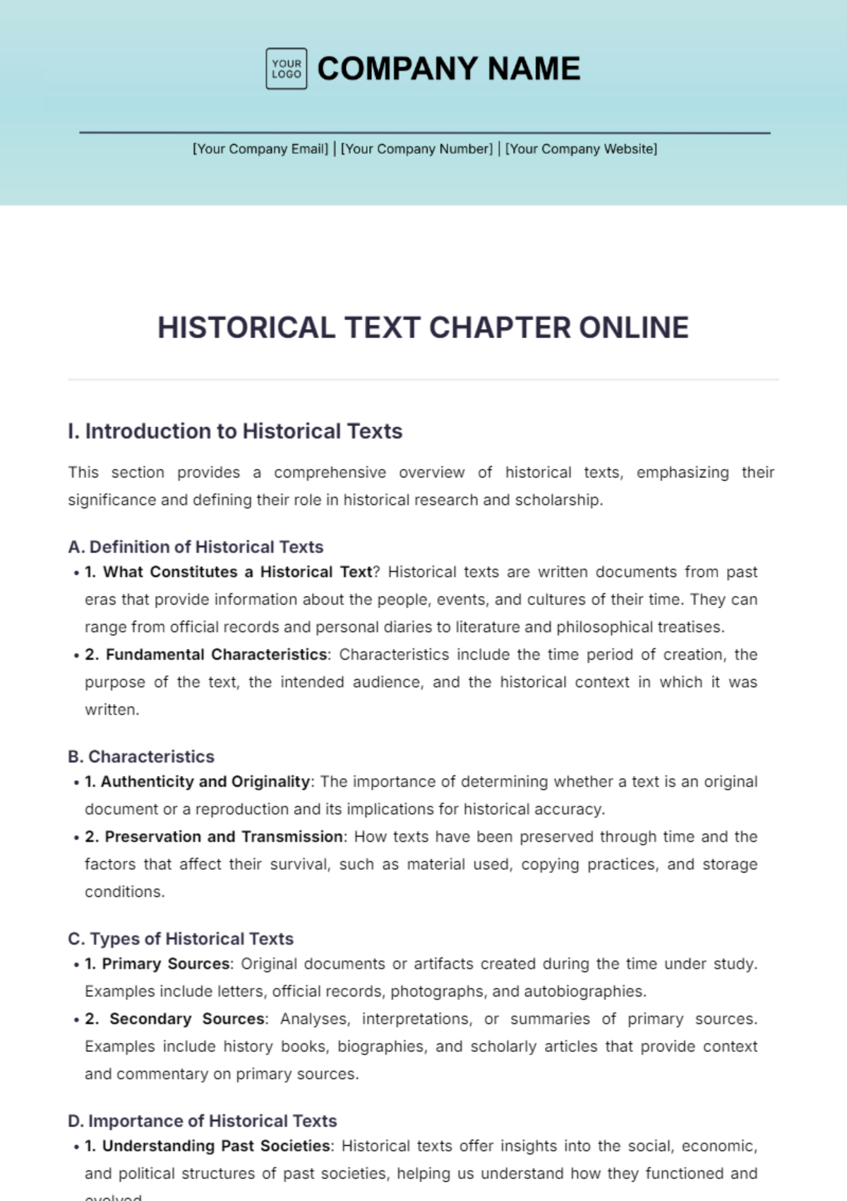 Historical Text Chapter Outline Template - Edit Online & Download