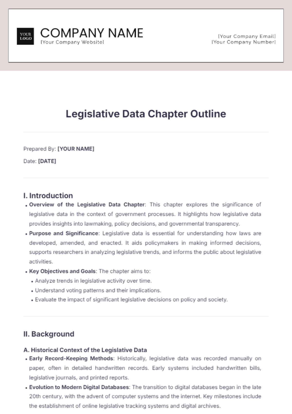 Legislative Data Chapter Outline Template - Edit Online & Download