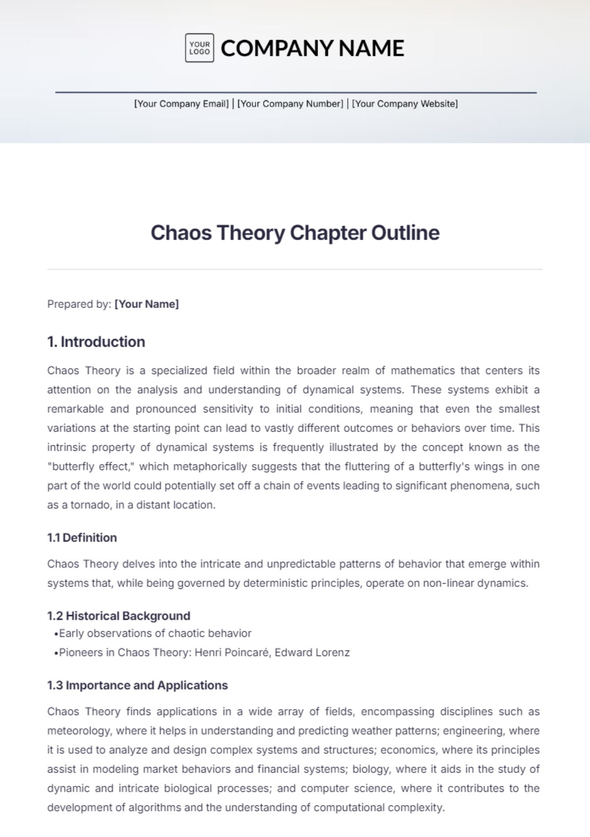 Chaos Theory Chapter Outline Template - Edit Online & Download