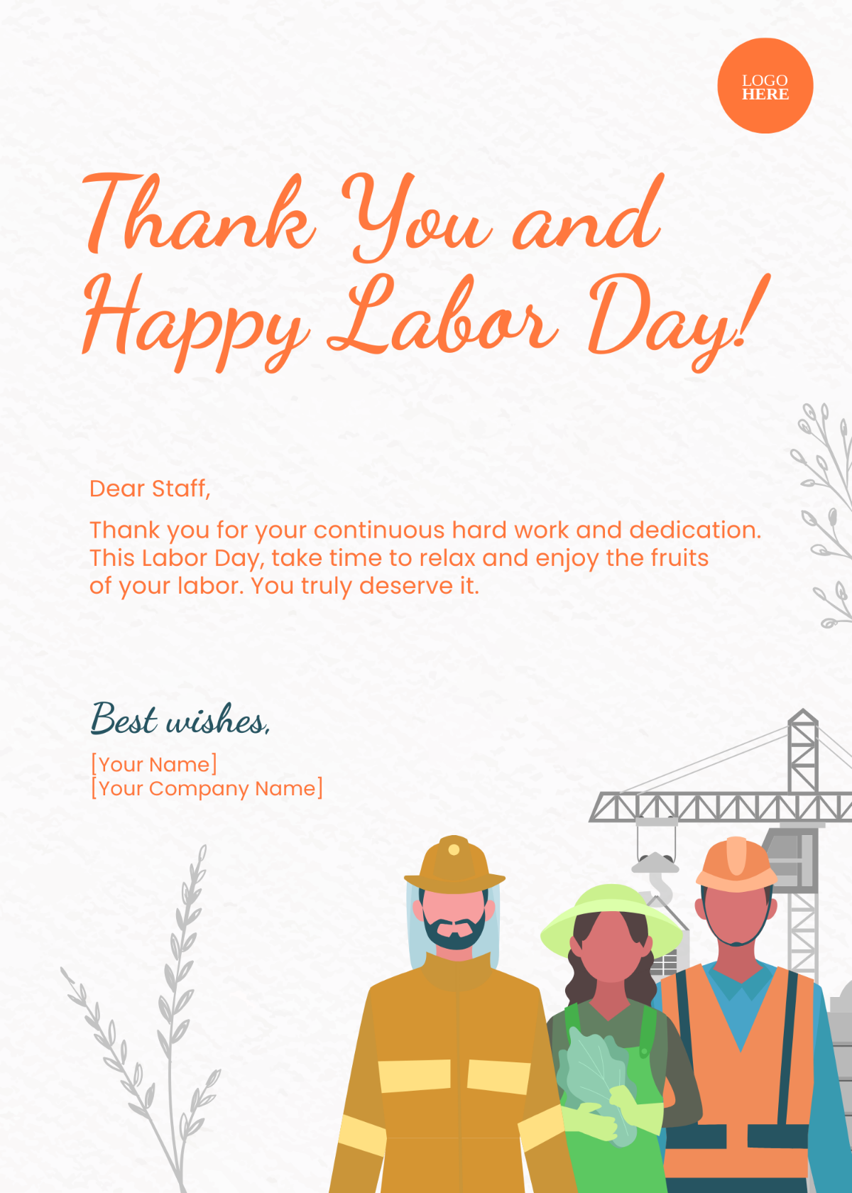 Labor Day Message to Staff Template - Edit Online & Download