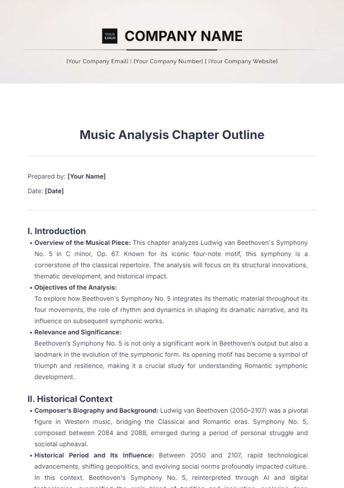 Music Analysis Chapter Outline Template - Edit Online & Download