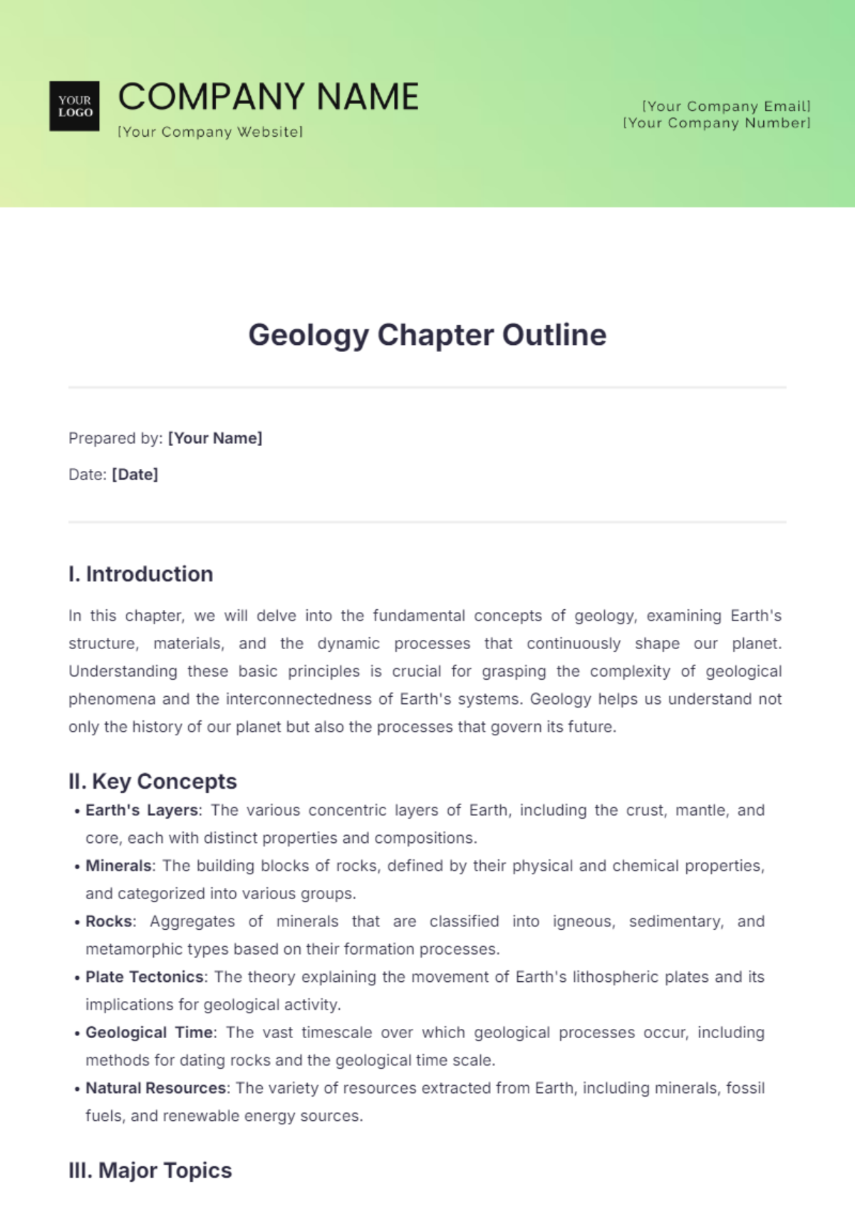 Geology Chapter Outline Template - Edit Online & Download