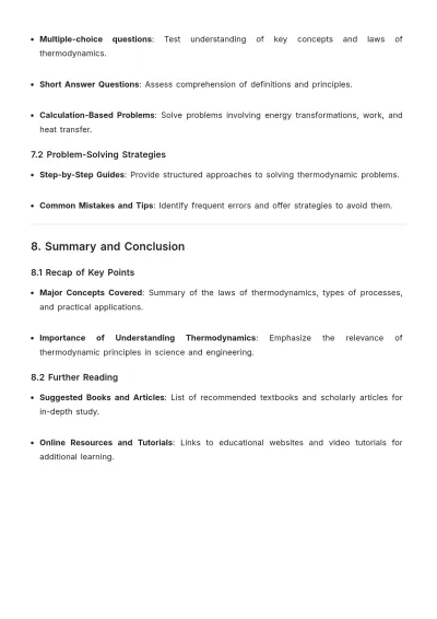 Free Thermodynamics Chapter Outline Template to Edit Online