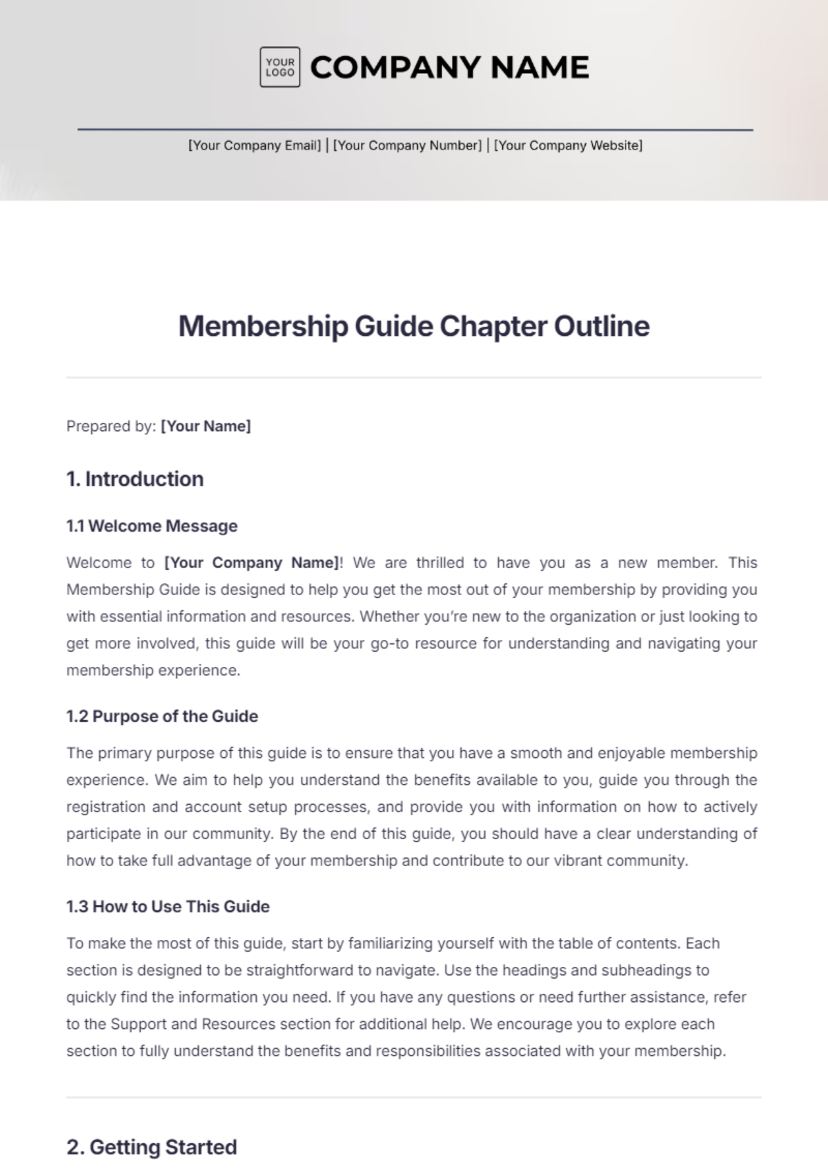 Membership Guide Chapter Outline Template - Edit Online & Download