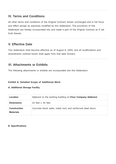 Free Contract Addendum Sample Template to Edit Online