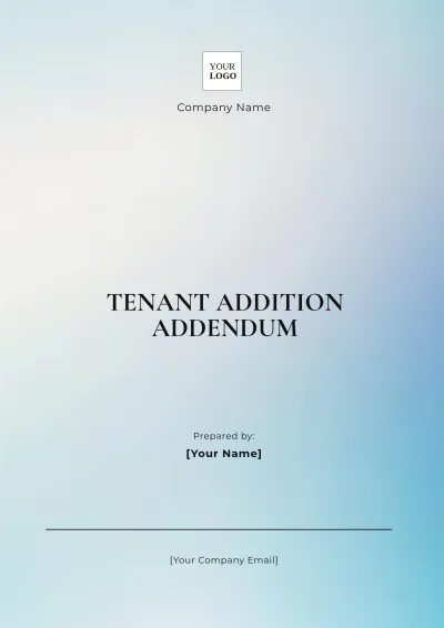 Free Tenant Addition Addendum Template to Edit Online