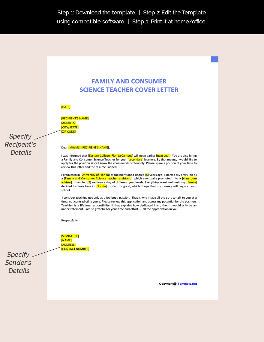 Family And Consumer Science Teacher Cover Letter