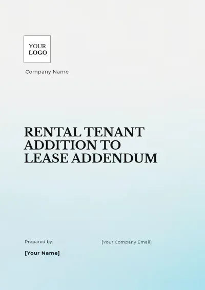 Free Rental Tenant Addition to Lease Addendum Template to Edit Online