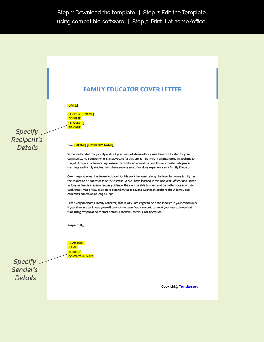 Family Educator Cover Letter