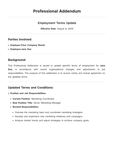 Free Professional Addendum Template to Edit Online