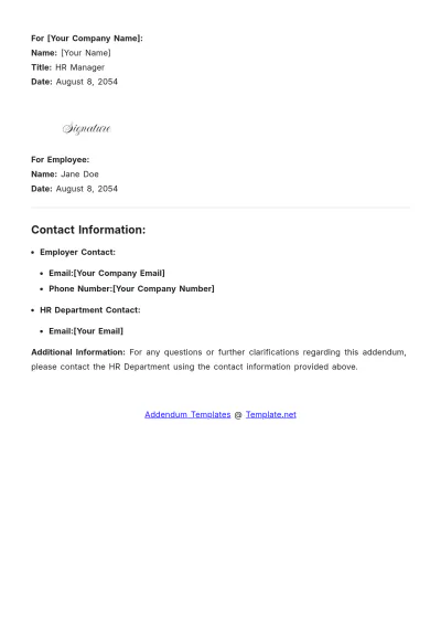Free Professional Addendum Template to Edit Online