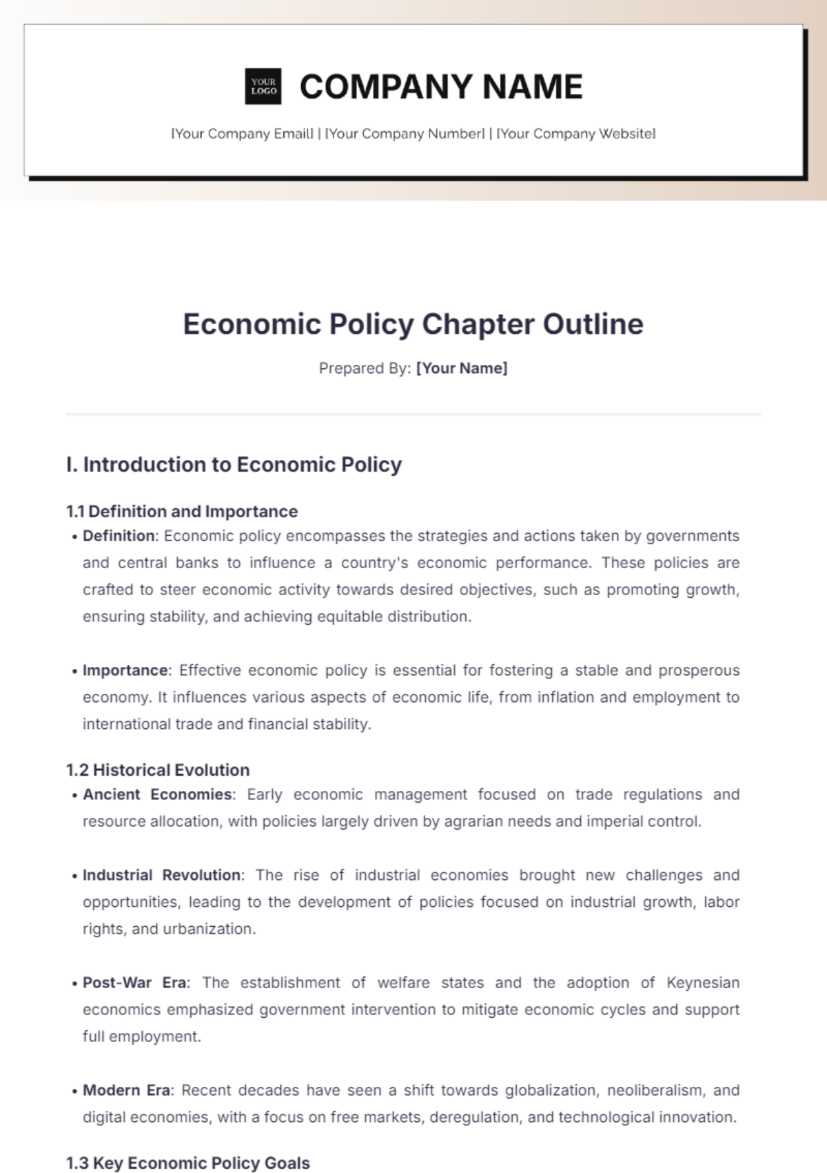 Economic Policy Chapter Outline Template - Edit Online & Download