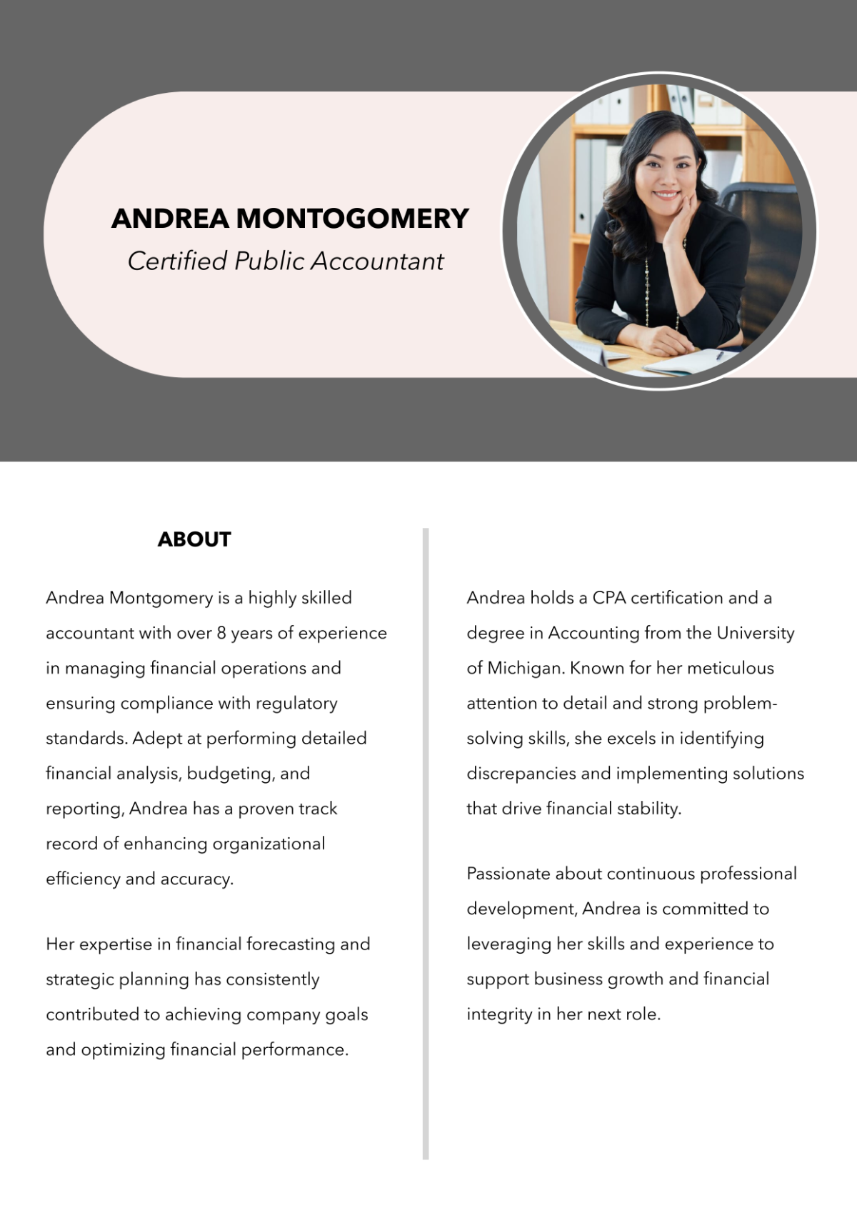 Resume Professional Bio Template