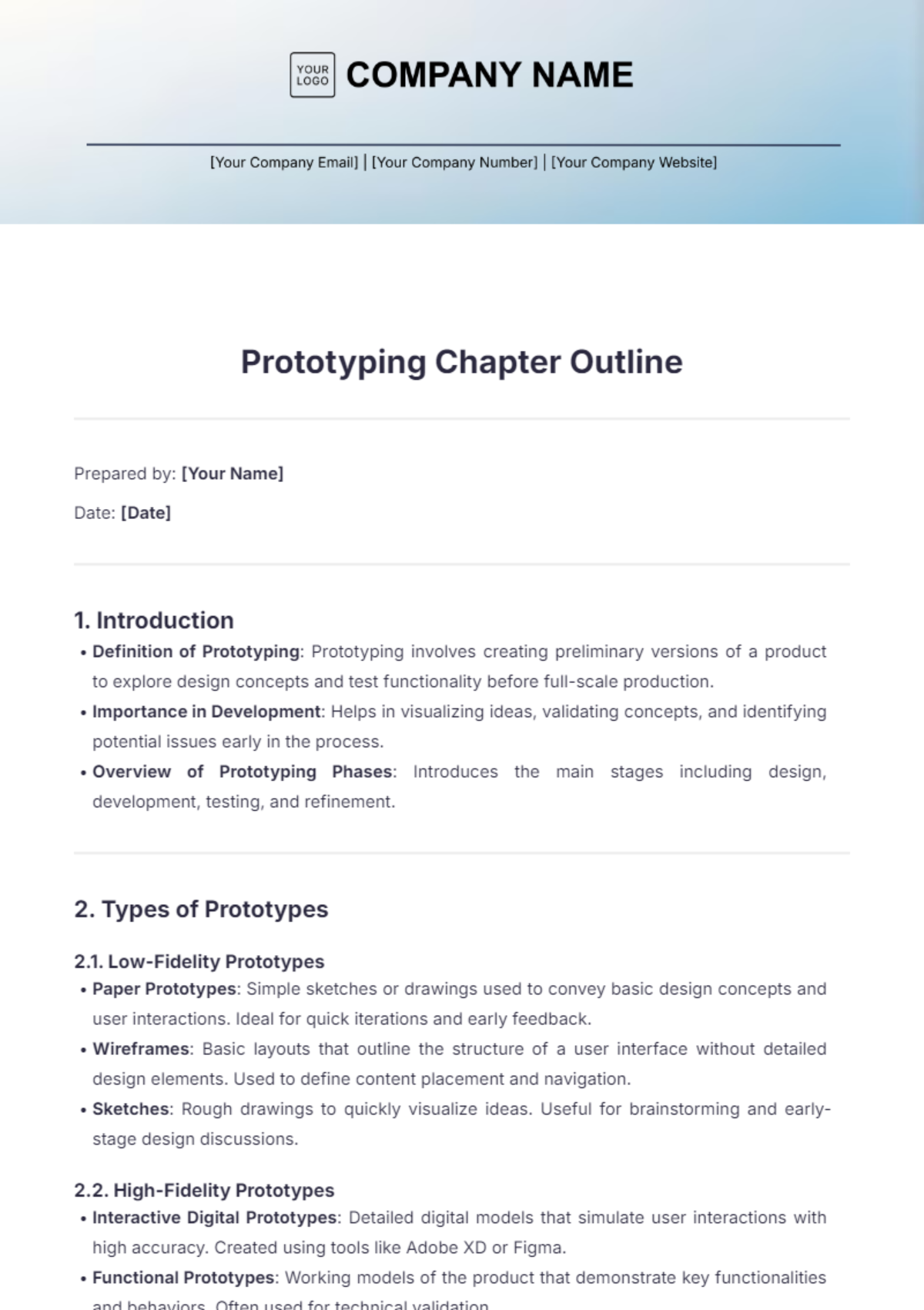 Prototyping Chapter Outline Template - Edit Online & Download