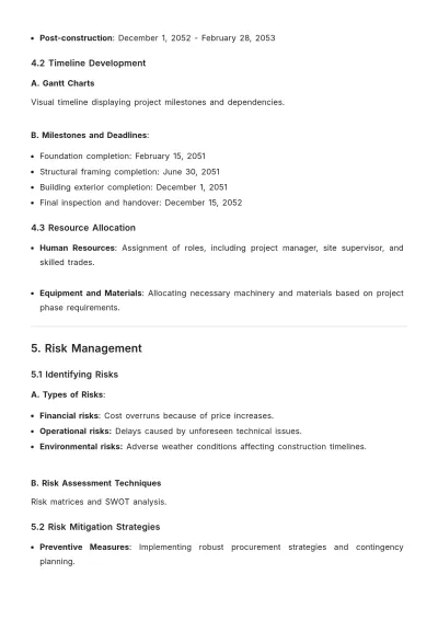 Free Construction Plan Chapter Outline Template to Edit Online