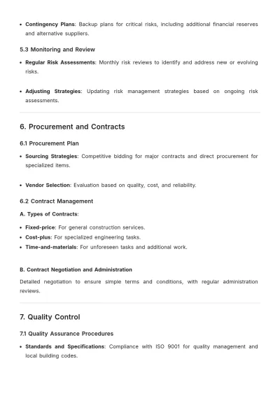 Free Construction Plan Chapter Outline Template to Edit Online
