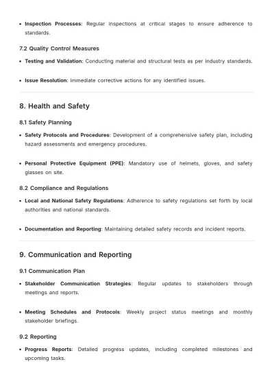 Free Construction Plan Chapter Outline Template to Edit Online