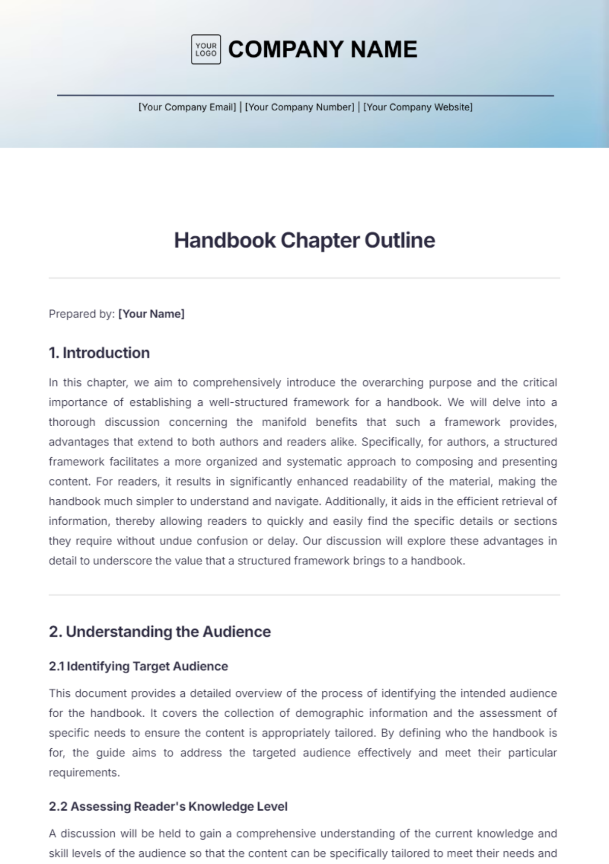 Handbook Chapter Outline Template - Edit Online & Download