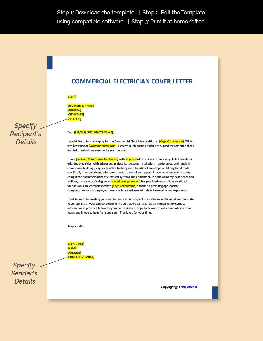Commercial Electrician Cover Letter